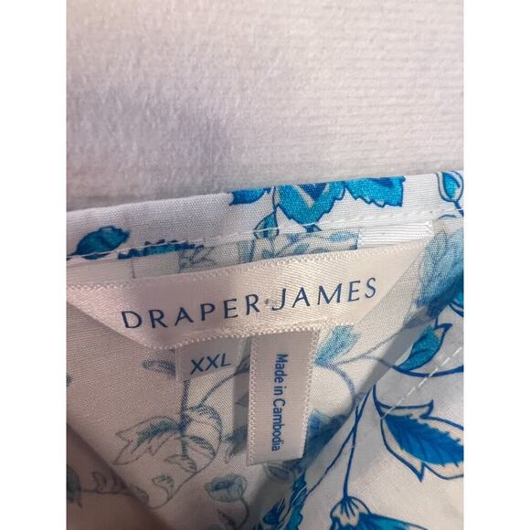 Draper James Floral Print Smocked Side Midi Blue White Flutter Strap Dress XXL - Picture 3 of 7